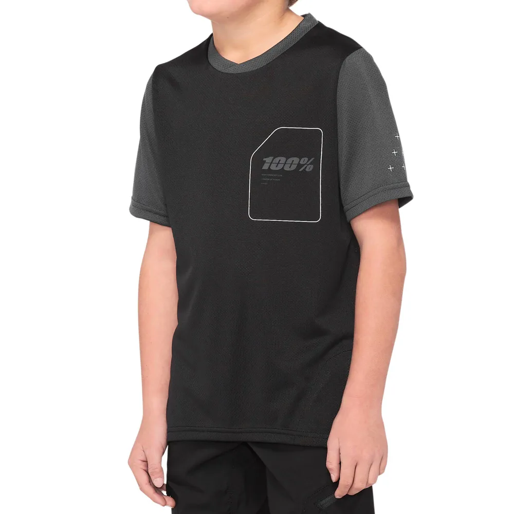 uPRISE Bikes 100 Percent Ridecamp Youth Short Sleeve Jersey - Black/Charcoal | Price match, 365 day return s, 18-Month Warranty, Finance Available & Free UK Delivery