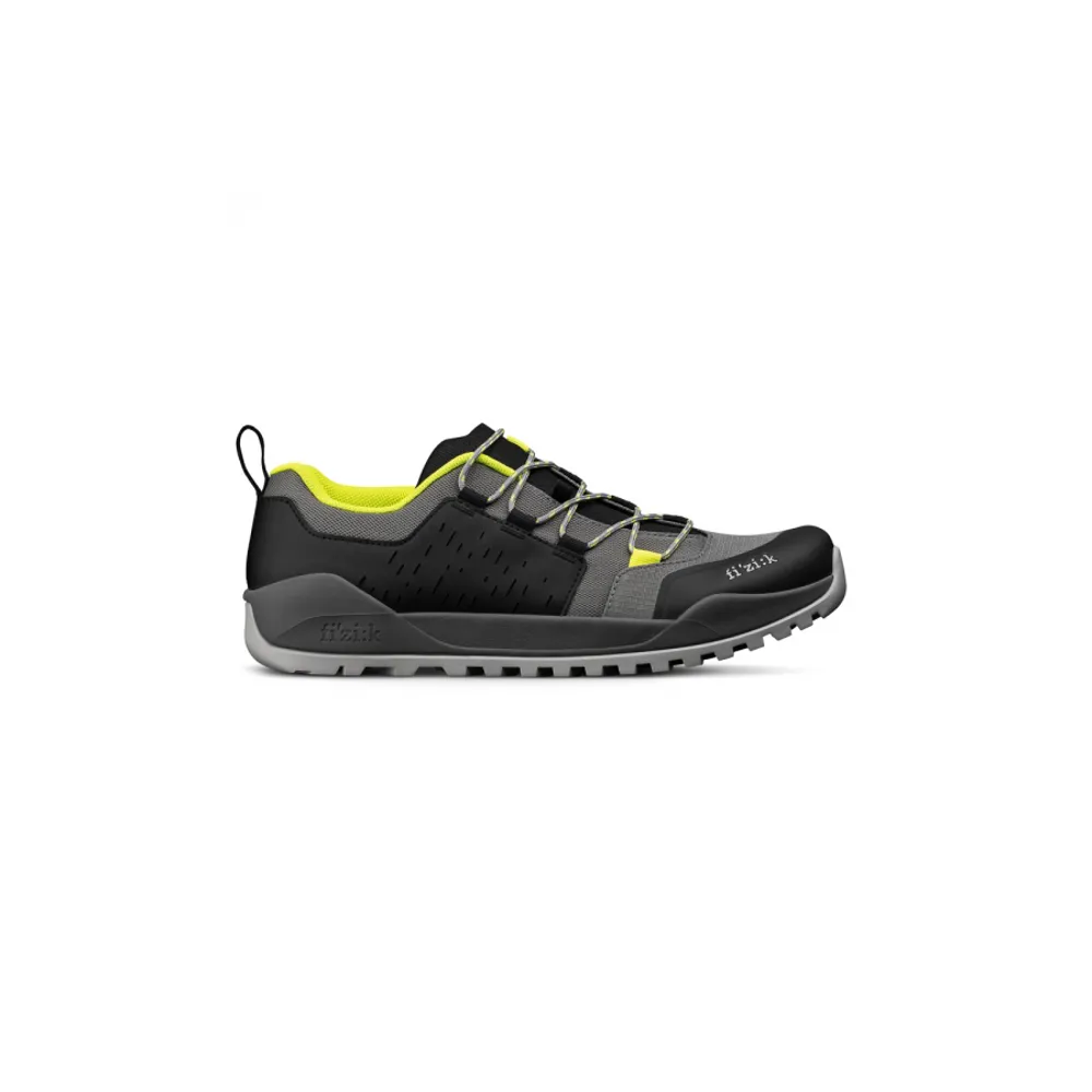 uPRISE Bikes Fizik X2 Ergolace Flat MTB Shoes - Grey/Yellow | Price match, 365 day return s, 18-Month Warranty, Finance Available & Free UK Delivery
