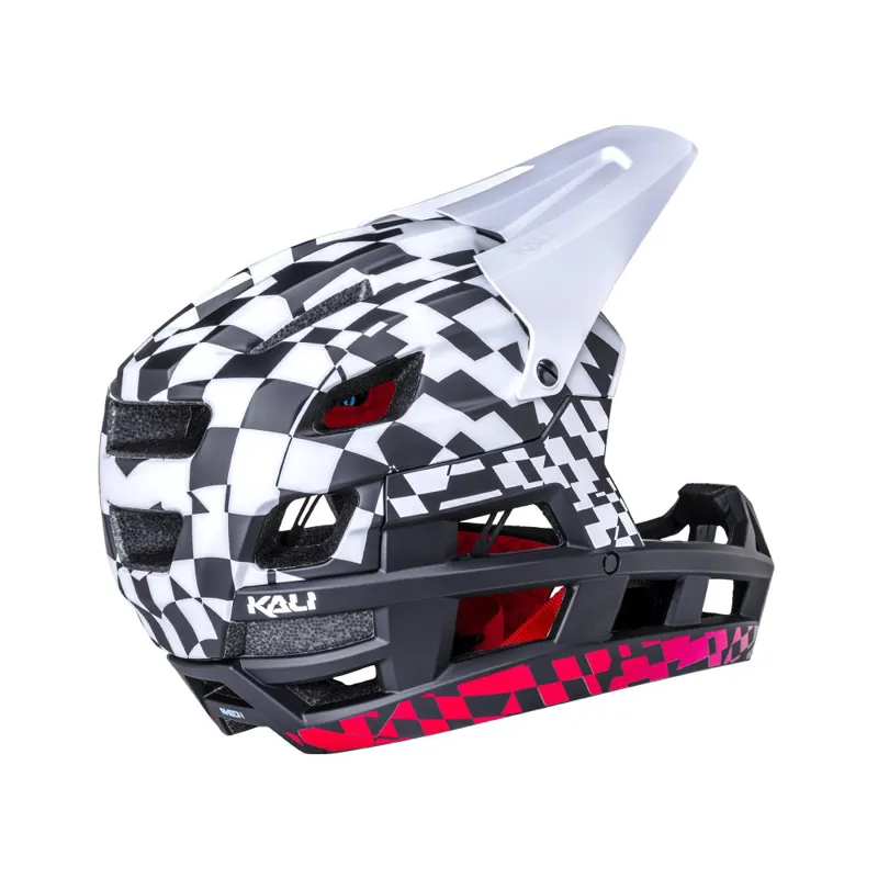Kali LTD DH Invader Glitch GLS Full Face Helmet - Black/White/Red-2