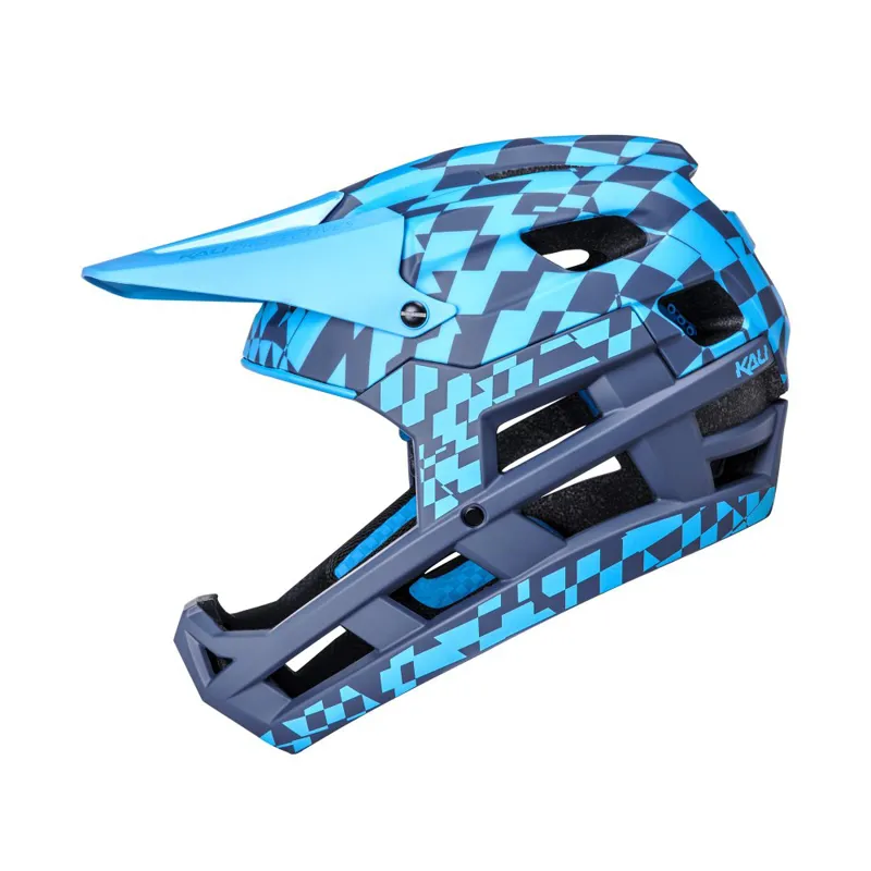 Kali LTD DH Invader Glitch GLS Full Face Helmet - Navy/Cyan-1