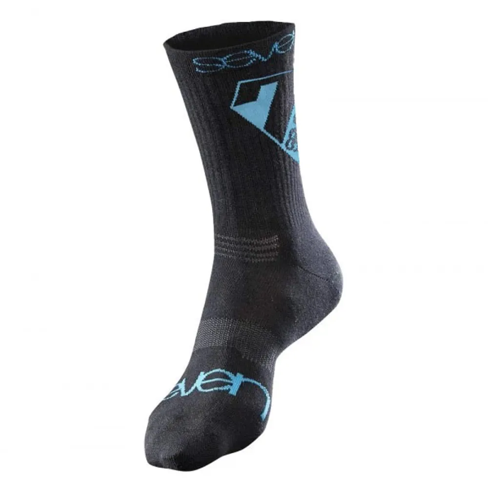 uPRISE Bikes 7idp Crew Socks - Black/Cyan | Price match, 365 day return s, 18-Month Warranty, Finance Available & Free UK Delivery