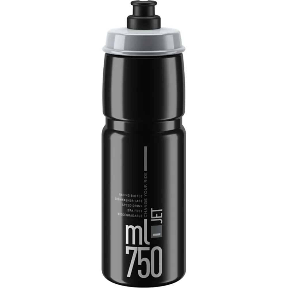 uPRISE Bikes Elite Jet Biodegradable Water Bottle - 750ml - Black/Grey | Price match, 365 day return s, 18-Month Warranty, Finance Available & Free UK Delivery