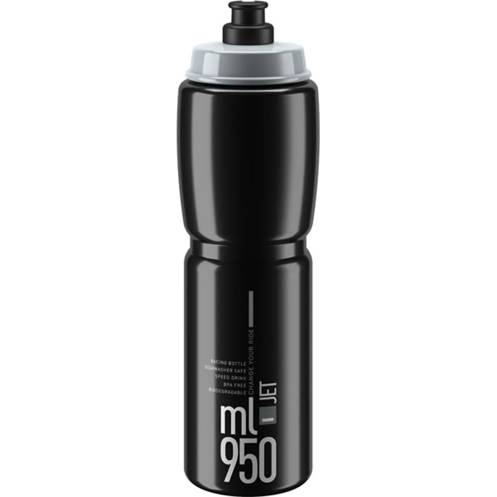 uPRISE Bikes Elite Jet Biodegradable Water Bottle - 950ml - Black/Grey | Price match, 365 day return s, 18-Month Warranty, Finance Available & Free UK Delivery