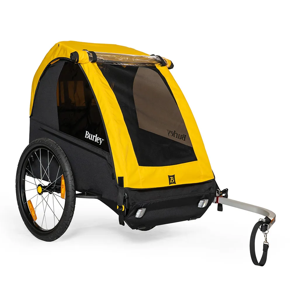 uPRISE Bikes Burley Bee Child Double Trailer - Black/Yellow | Price match, 365 day return s, 18-Month Warranty, Finance Available & Free UK Delivery
