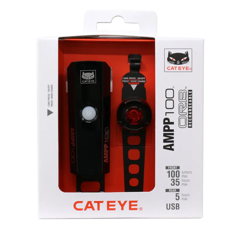 Cateye AMPP 100 / Orb Rechargeable Bike Light Set-1