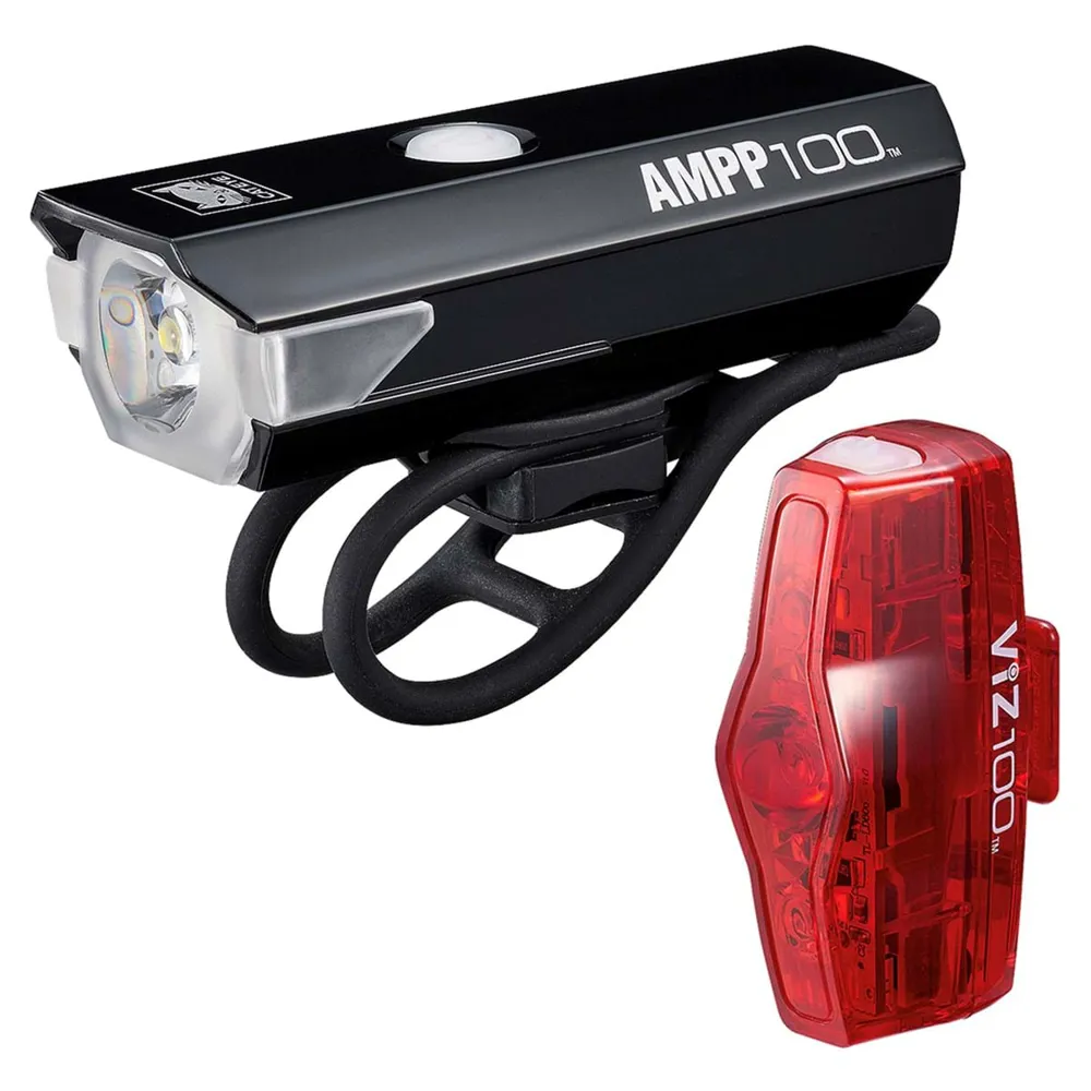 uPRISE Bikes Cateye AMPP 100 / Viz 100 Bike Light Set | Price match, 365 day return s, 18-Month Warranty, Finance Available & Free UK Delivery