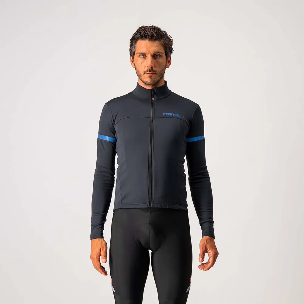 uPRISE Bikes Castelli Fondo 2 Men's Long Sleeve Jersey - Black/Blue Reflex | Price match, 365 day return s, 18-Month Warranty, Finance Available & Free UK Delivery