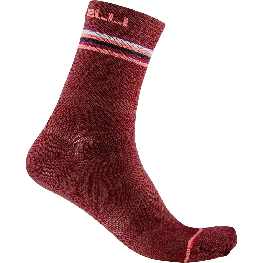 uPRISE Bikes Castelli Go 15 Women's Socks - Bordeaux/Brilliant Pink-White | Price match, 365 day return s, 18-Month Warranty, Finance Available & Free UK Delivery