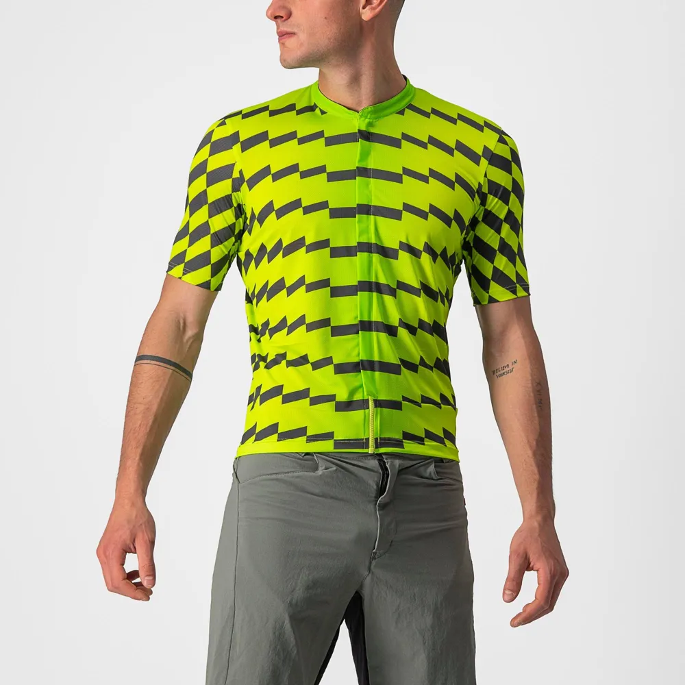 uPRISE Bikes Castelli Unlimited Sterrato Men's Short Sleeve Jersey - Electric Lime/Dark Grey | Price match, 365 day return s, 18-Month Warranty, Finance Available & Free UK Delivery