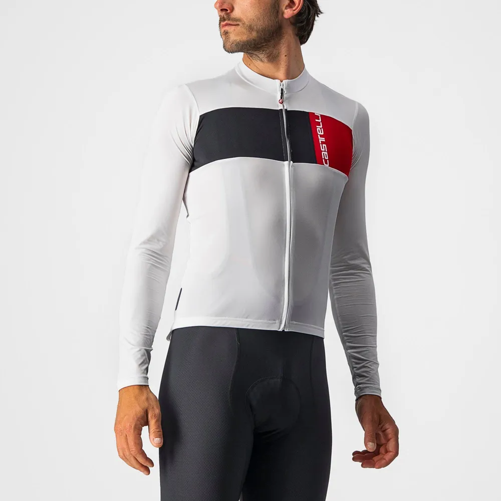 uPRISE Bikes Castelli Prologo 7 Men's Long Sleeve Jersey - Ivory/Black/Red | Price match, 365 day return s, 18-Month Warranty, Finance Available & Free UK Delivery