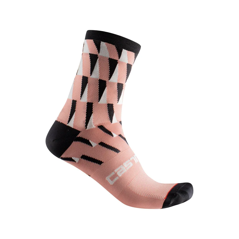 uPRISE Bikes Castelli Pendio 12 Women's Socks - Blush/Black/Ivory | Price match, 365 day return s, 18-Month Warranty, Finance Available & Free UK Delivery