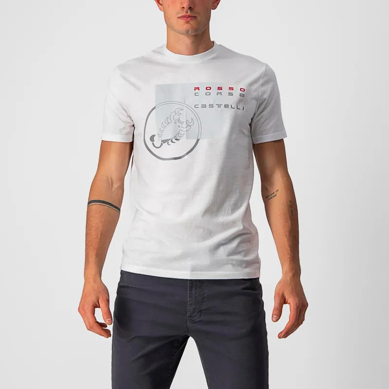 Castelli Maurizio Men s T Shirt White Silver Grey Red