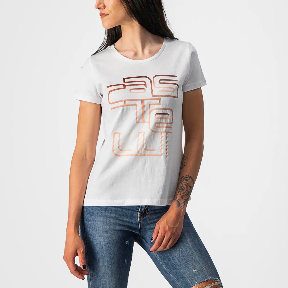 uPRISE Bikes Castelli Bellagio Women's T-Shirt - White/Blush | Price match, 365 day return s, 18-Month Warranty, Finance Available & Free UK Delivery