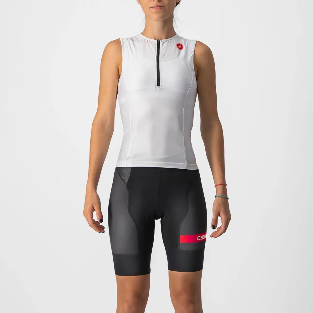 uPRISE Bikes Castelli Free 2 Women's Tri Singlet - White/Black | Price match, 365 day return s, 18-Month Warranty, Finance Available & Free UK Delivery