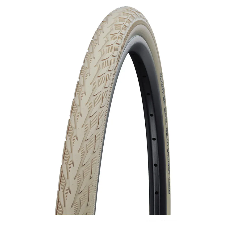 uPRISE Bikes Schwalbe Delta Cruiser Plus Cream 26 x1 3/8 Hybrid Bike Tyre - Cream | Price match, 365 day return s, 18-Month Warranty, Finance Available & Free UK Delivery