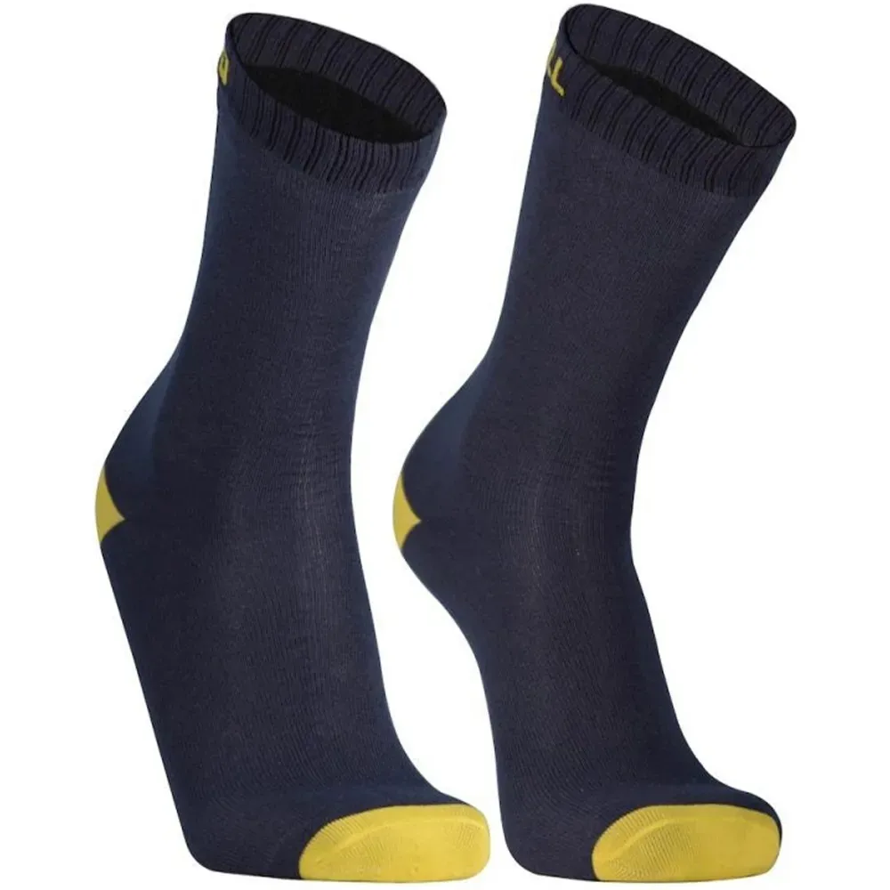 uPRISE Bikes Dexshell Ultra Thin Waterproof Crew Socks - Navy/Lime Yellow | Price match, 365 day return s, 18-Month Warranty, Finance Available & Free UK Delivery
