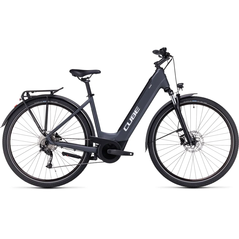 uPRISE Bikes Cube Touring Hybrid One 500 Easy Entry 2024 Electric Bike - Grey/White | Price match, 365 day return s, 18-Month Warranty, Finance Available & Free UK Delivery