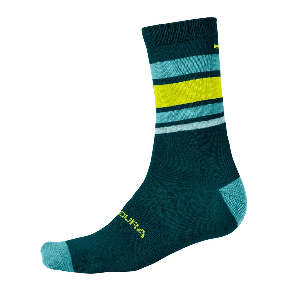 uPRISE Bikes Endura BaaBaa Merino Stripe Socks - Deep Teal | Price match, 365 day return s, 18-Month Warranty, Finance Available & Free UK Delivery