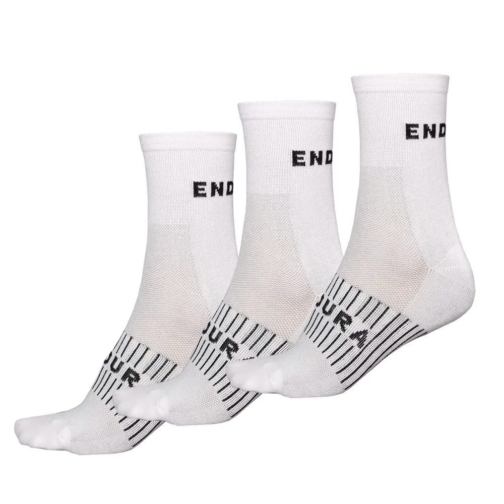 uPRISE Bikes Endura Triple Pack Coolmax Race Socks - White | Price match, 365 day return s, 18-Month Warranty, Finance Available & Free UK Delivery