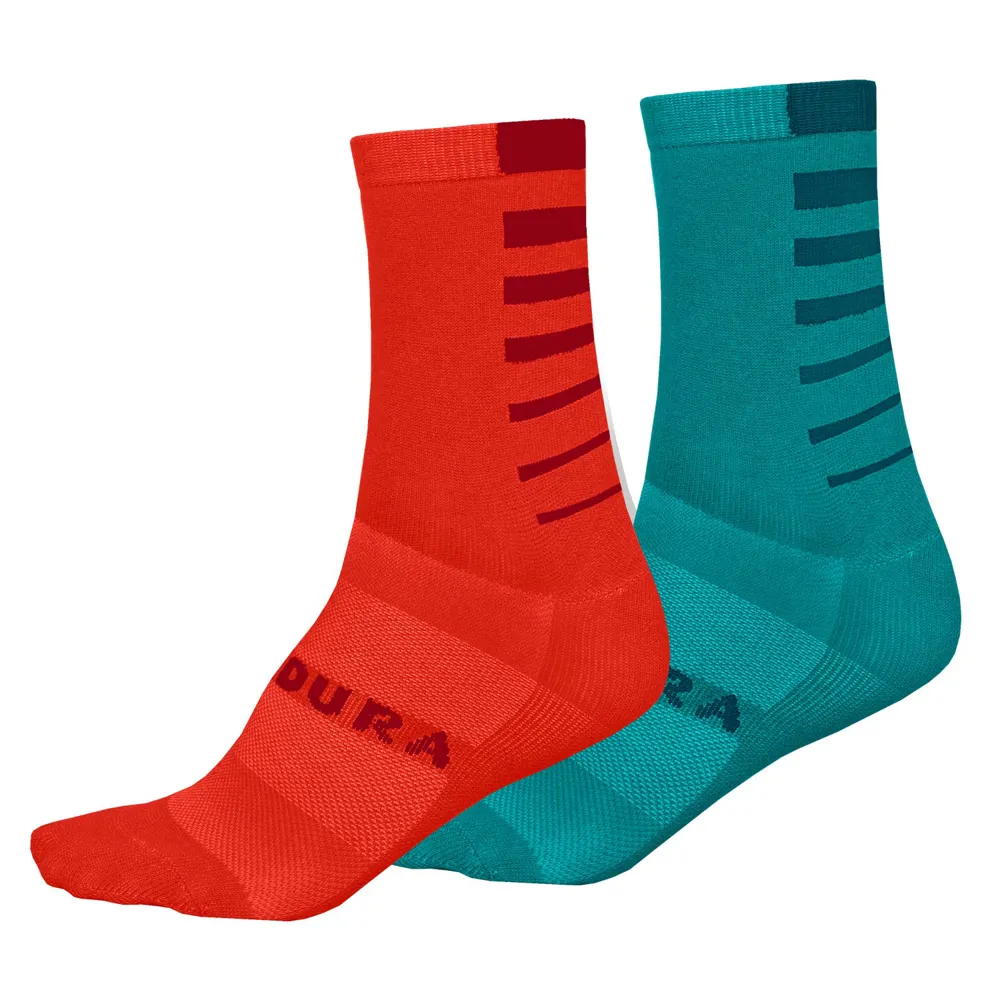 uPRISE Bikes Endura Coolmax Stripe Women's Socks Twin Pack - Pacific Blue - One Size | Price match, 365 day return s, 18-Month Warranty, Finance Available & Free UK Delivery