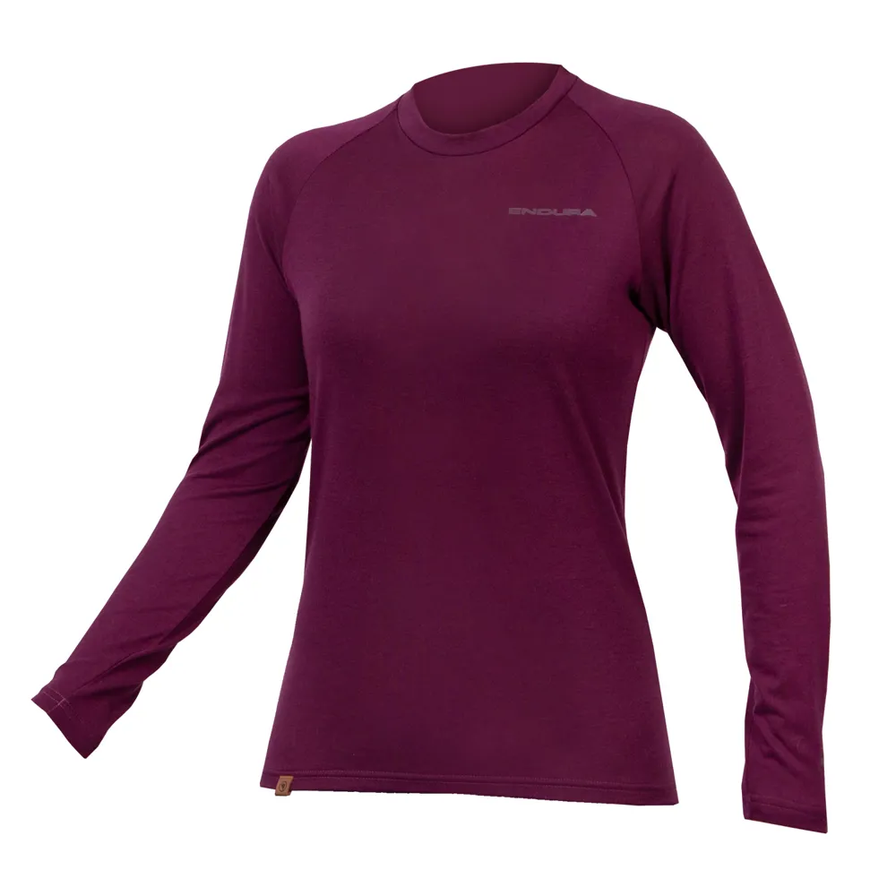 uPRISE Bikes Endura BaaBaa Blend Women's Long Sleeve Baselayer - Aubergine | Price match, 365 day return s, 18-Month Warranty, Finance Available & Free UK Delivery