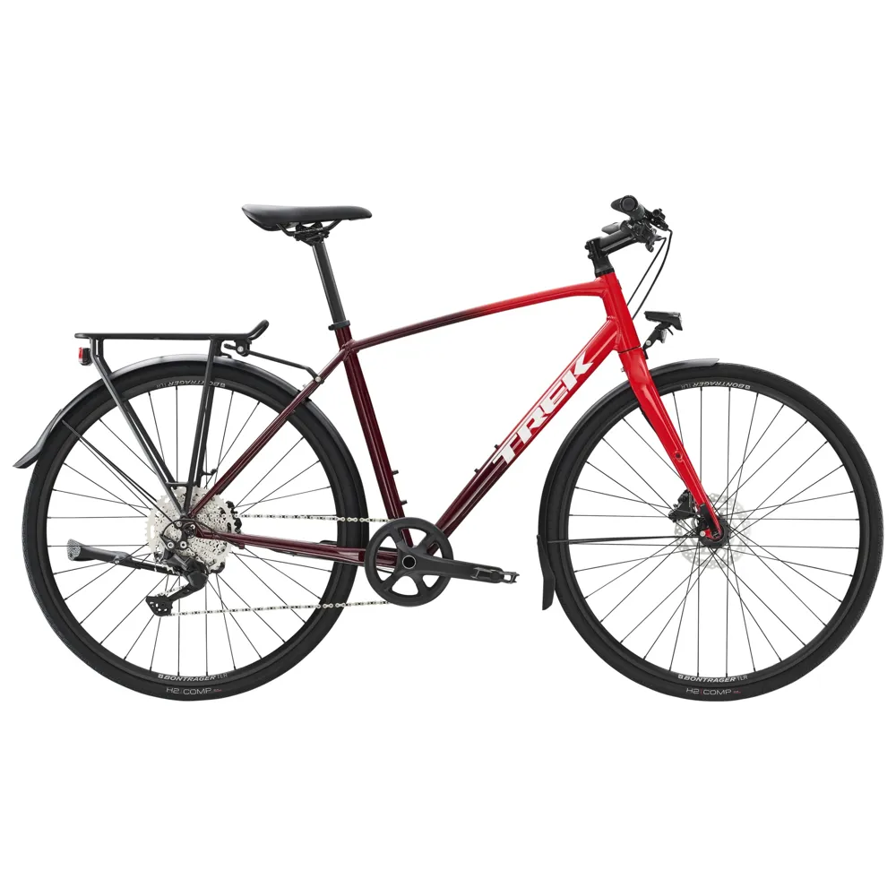 uPRISE Bikes Trek FX 3 Disc Equipped Hybrid Bike - Viper Red/Cobra Blood Fade | Price match, 365 day return s, 18-Month Warranty, Finance Available & Free UK Delivery