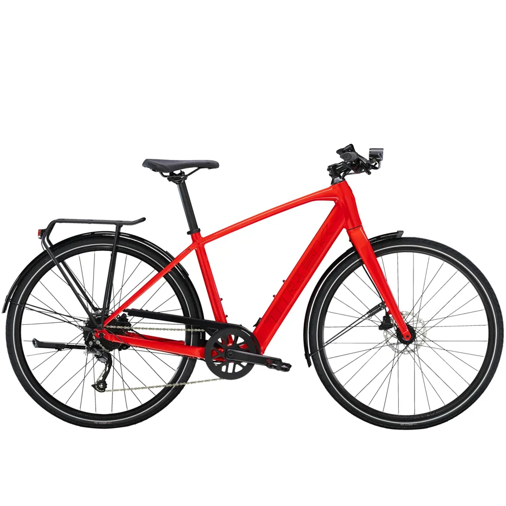 uPRISE Bikes Trek FX+ 2 252 Electric Hybrid Bike - Viper Red | Price match, 365 day return s, 18-Month Warranty, Finance Available & Free UK Delivery
