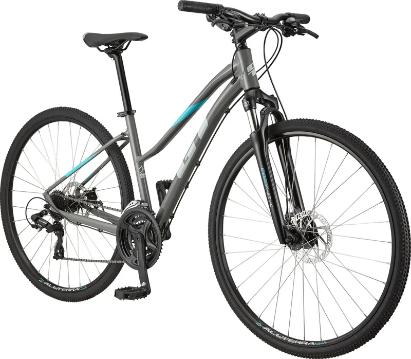 GT Transeo Comp Women's 2024 Hybrid Bike - Gloss Wet Cement-1