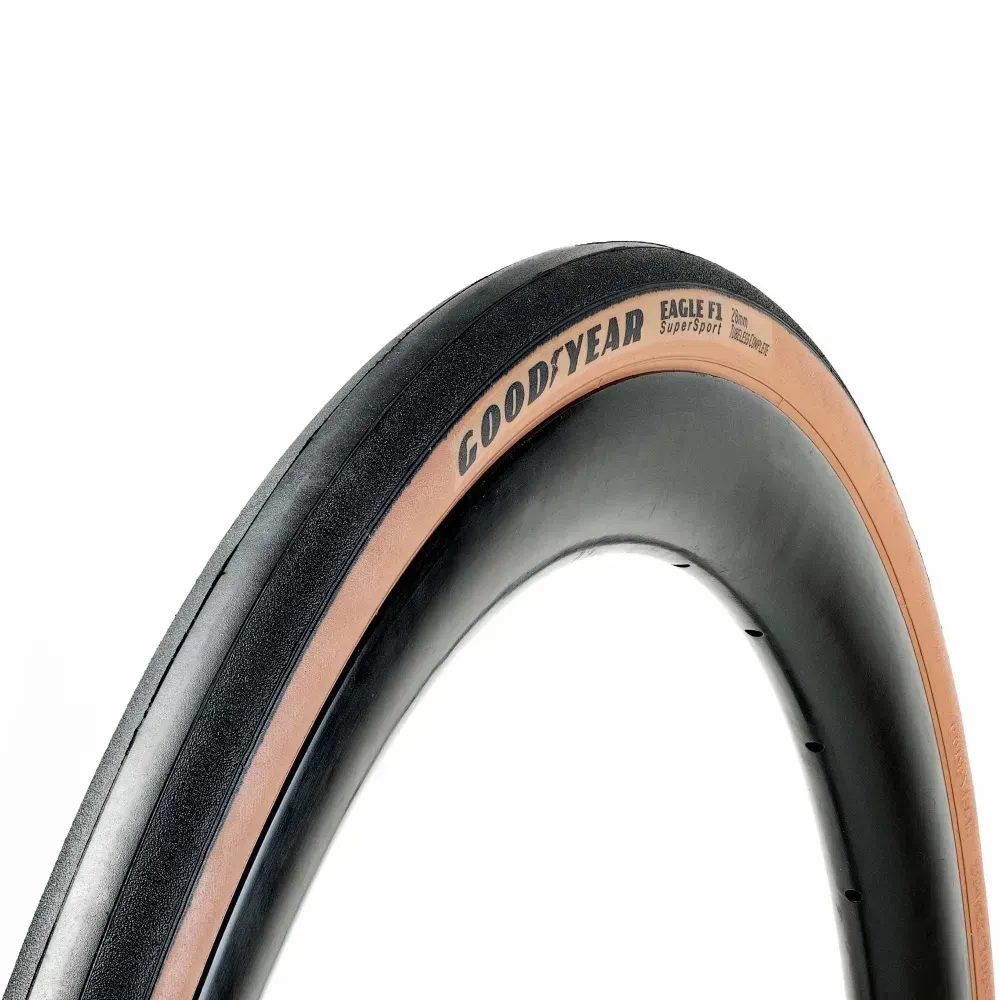uPRISE Bikes Goodyear Eagle F1 Supersport Tubeless 700 x 25c Road Bike Tyre - Tan | Price match, 365 day return s, 18-Month Warranty, Finance Available & Free UK Delivery
