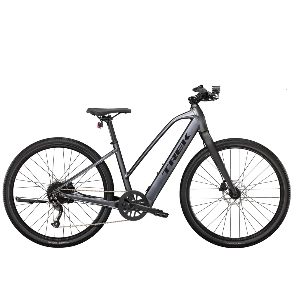 uPRISE Bikes Trek Dual Sport+ 2 Stagger 252 Electric Hybrid Bike - Grey | Price match, 365 day return s, 18-Month Warranty, Finance Available & Free UK Delivery