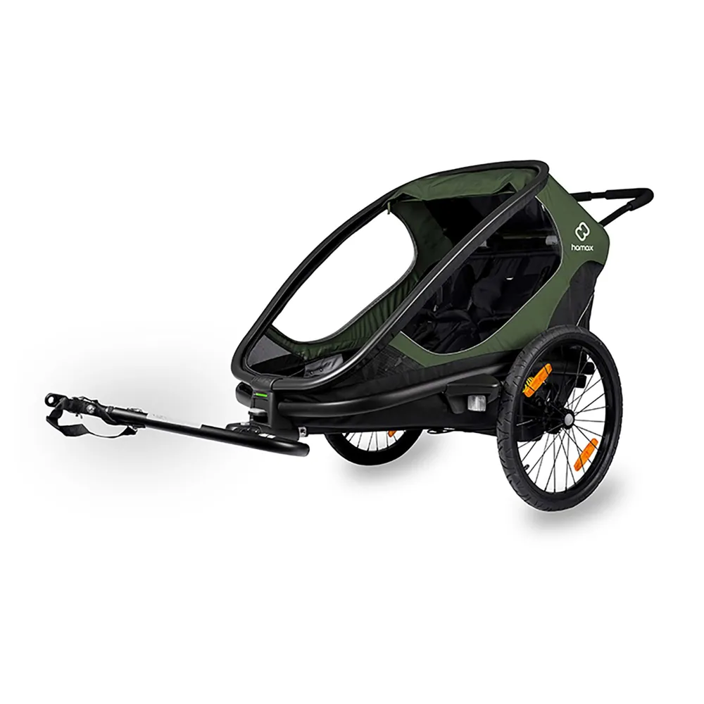 uPRISE Bikes Hamax Outback Twin Reclining Child Trailer - Green/Black | Price match, 365 day return s, 18-Month Warranty, Finance Available & Free UK Delivery