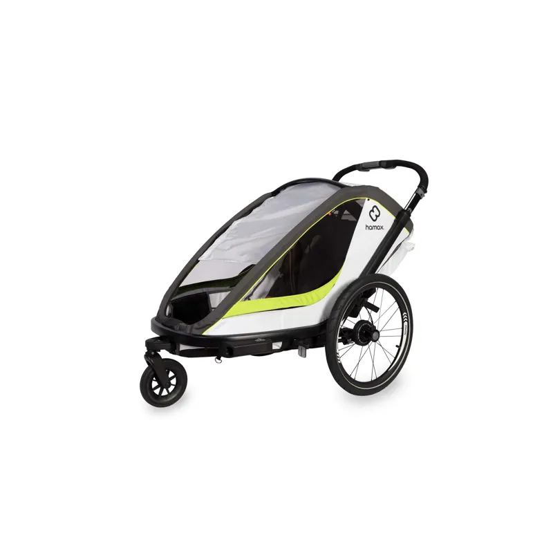 Hamax Breeze Twin Child Bike Trailer - White/Green-6