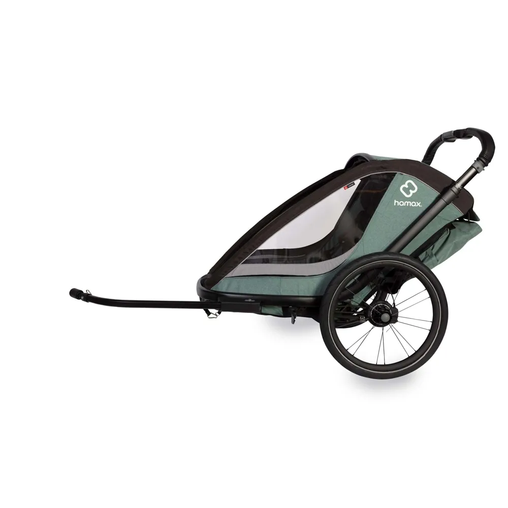 uPRISE Bikes Hamax Cocoon Single Child Bike Trailer - Green/Black | Price match, 365 day return s, 18-Month Warranty, Finance Available & Free UK Delivery