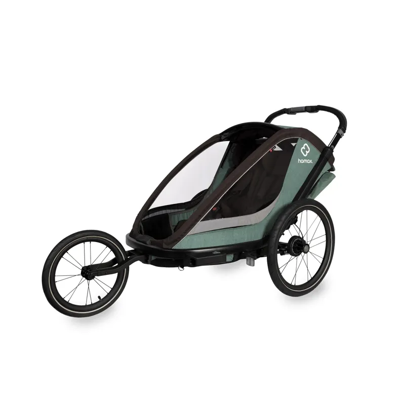 Hamax Cocoon Twin Child Bike Trailer - Green/Black-1