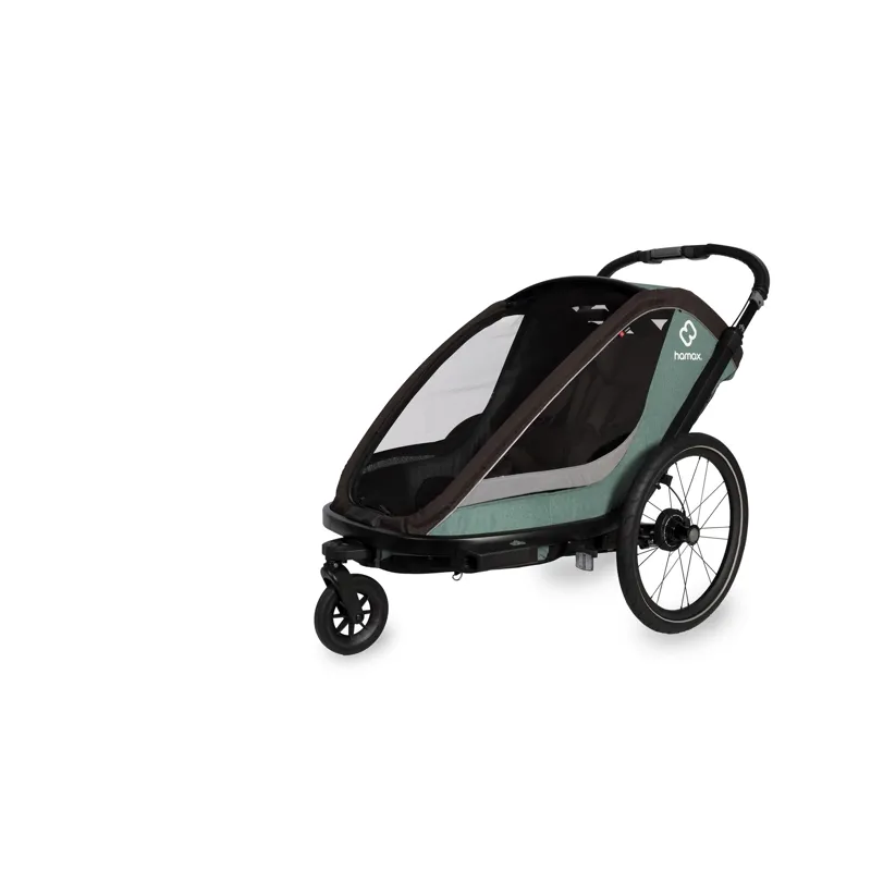 Hamax Cocoon Twin Child Bike Trailer - Green/Black-3
