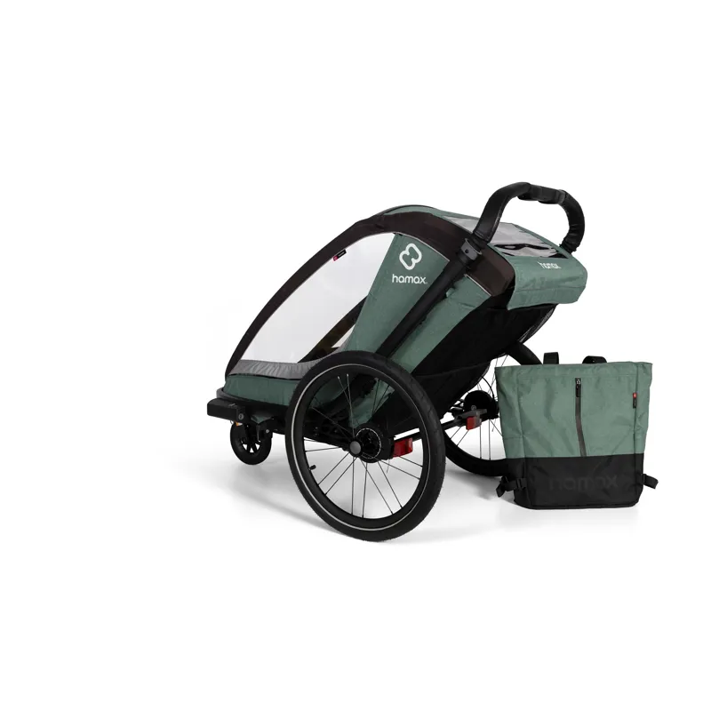 Hamax Cocoon Twin Child Bike Trailer - Green/Black-8