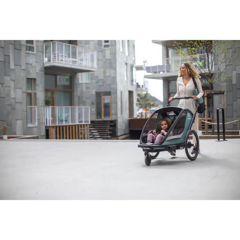 Hamax Cocoon Twin Child Bike Trailer - Green/Black-10