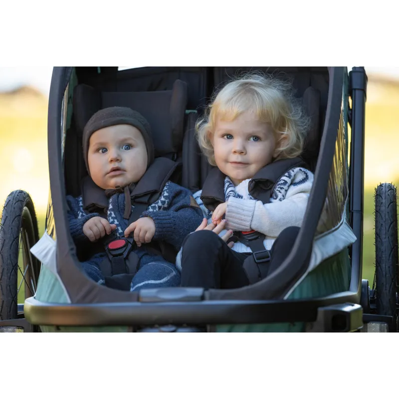 Hamax Cocoon Twin Child Bike Trailer - Green/Black-11