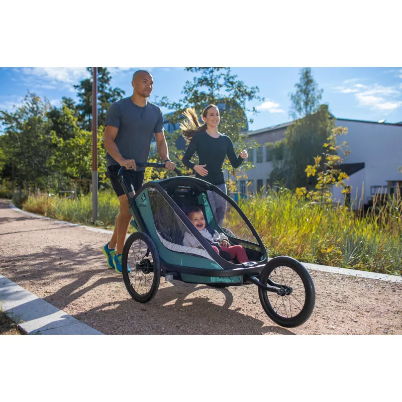 Hamax Cocoon Twin Child Bike Trailer - Green/Black-12