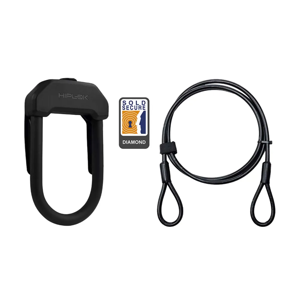 uPRISE Bikes Hiplok DX+ D Lock and 2m Cable - Diamond Sold Secure - Black | Price match, 365 day return s, 18-Month Warranty, Finance Available & Free UK Delivery