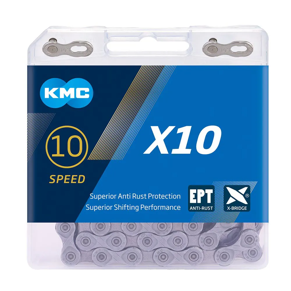uPRISE Bikes Kmc KMC X10 EPT 114 Links 10 Speed Chain - Silver | Price match, 365 day return s, 18-Month Warranty, Finance Available & Free UK Delivery
