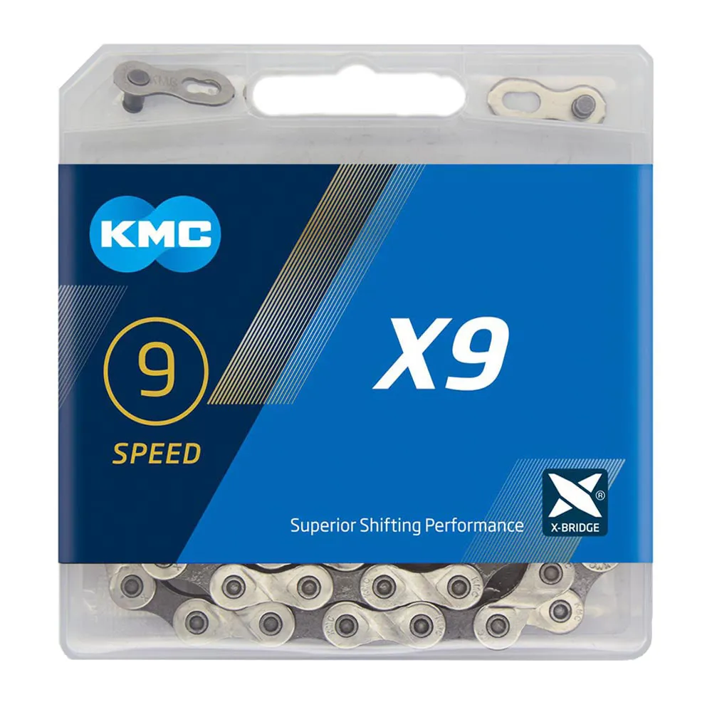uPRISE Bikes Kmc KMC X9 114 Links 9 Speed Chain - Silver/Grey | Price match, 365 day return s, 18-Month Warranty, Finance Available & Free UK Delivery