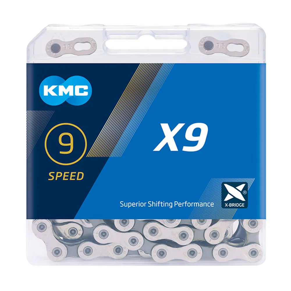 uPRISE Bikes Kmc KMC X9 122 Links 9 Speed Chain - Silver/Grey | Price match, 365 day return s, 18-Month Warranty, Finance Available & Free UK Delivery