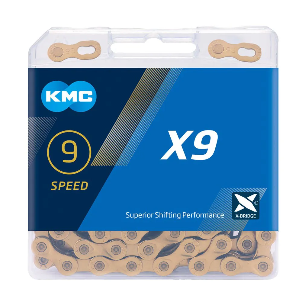 uPRISE Bikes Kmc KMC X9 Ti-N 114 Links 9 Speed Chain - Gold | Price match, 365 day return s, 18-Month Warranty, Finance Available & Free UK Delivery