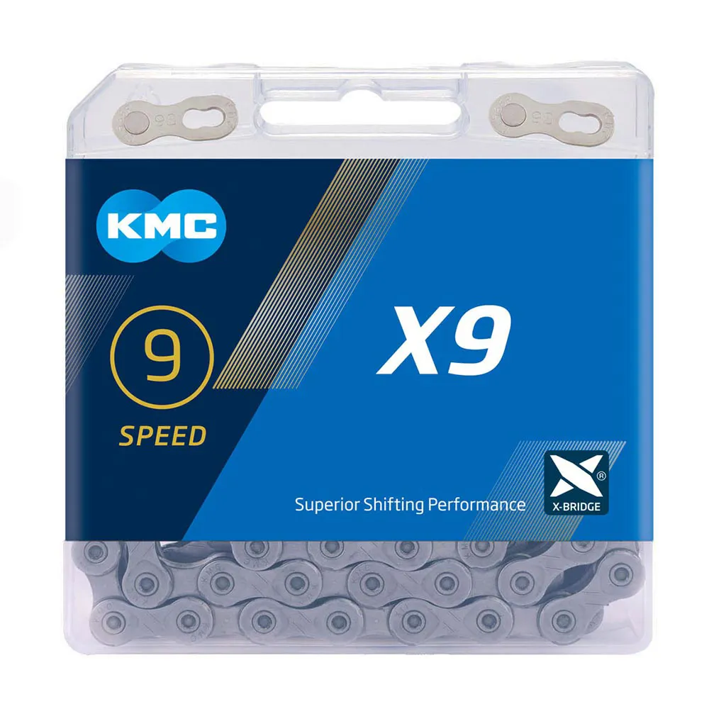 uPRISE Bikes Kmc KMC X9 114 Links 9 Speed Chain - Grey | Price match, 365 day return s, 18-Month Warranty, Finance Available & Free UK Delivery