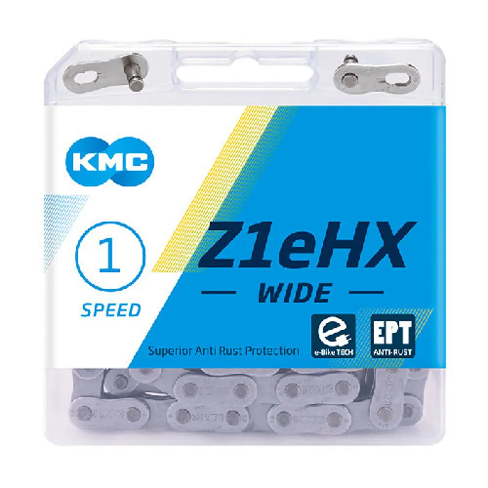 uPRISE Bikes Kmc KMC Z1eHX EPT Wide 112 Links Single Speed E-Bike Chain - Silver | Price match, 365 day return s, 18-Month Warranty, Finance Available & Free UK Delivery