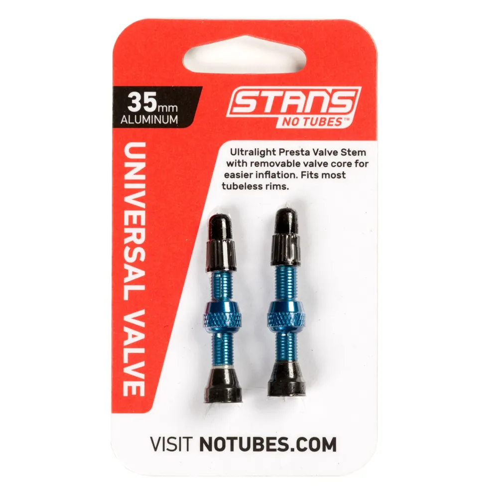 uPRISE Bikes Stans No Tubes Alloy Presta Valves Pair - 35mm - Blue | Price match, 365 day return s, 18-Month Warranty, Finance Available & Free UK Delivery
