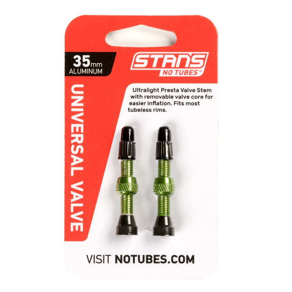 uPRISE Bikes Stans No Tubes Alloy Presta Valves Pair - 35mm - Green | Price match, 365 day return s, 18-Month Warranty, Finance Available & Free UK Delivery