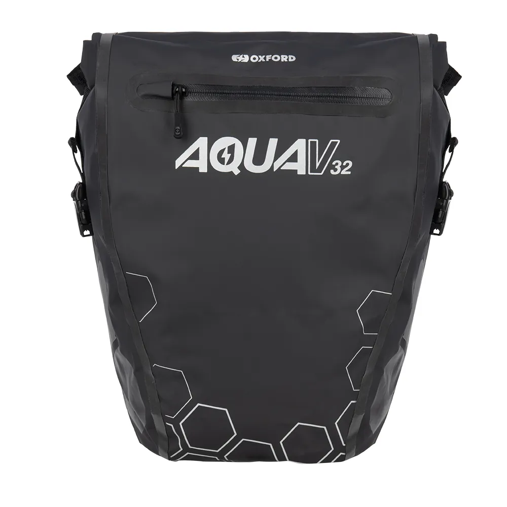 uPRISE Bikes Oxford Aqua V 32L Double Pannier Bag - Black | Price match, 365 day return s, 18-Month Warranty, Finance Available & Free UK Delivery