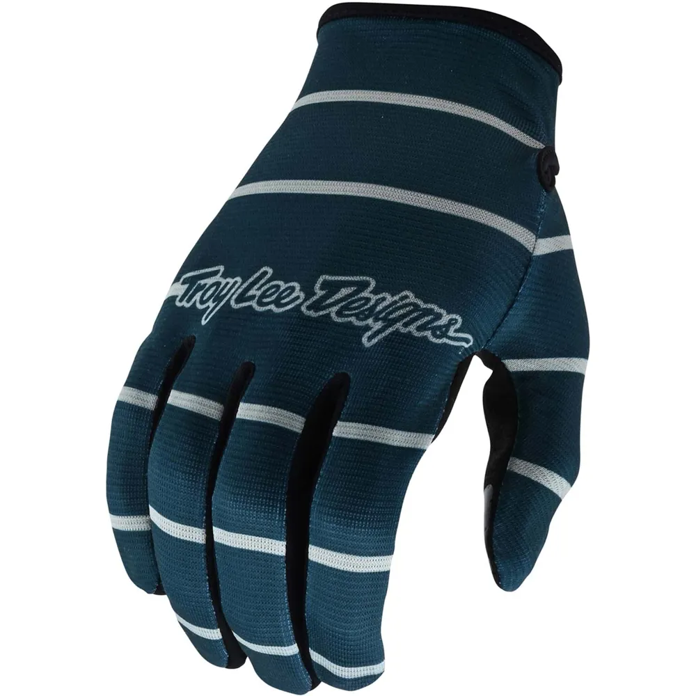 uPRISE Bikes Troy Lee Designs Troy Lee Flowline Men's MTB Long Finger Gloves - Blue/Grey Stripe | Price match, 365 day return s, 18-Month Warranty, Finance Available & Free UK Delivery